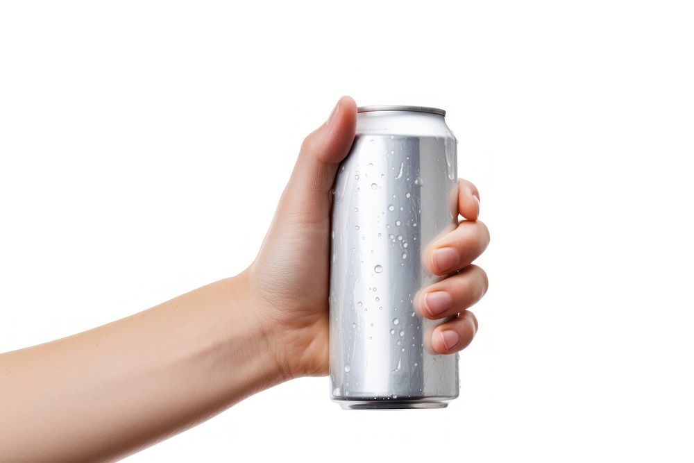 Hand tin white background refreshment. AI generated Image by rawpixel.