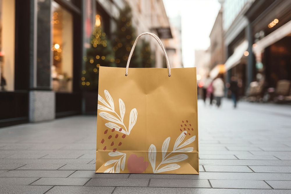 Paper shopping bag mockup psd