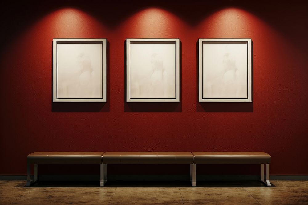 4 blank poster painting lighting wall. AI generated Image by rawpixel.