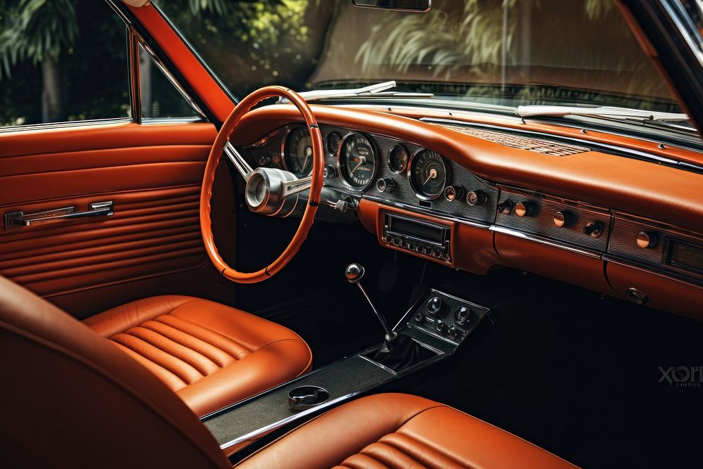 Retro Car Interior car vehicle transportation. 