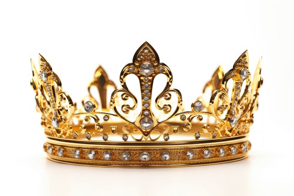 Queen golden crown jewelry white background accessories. AI generated Image by rawpixel.