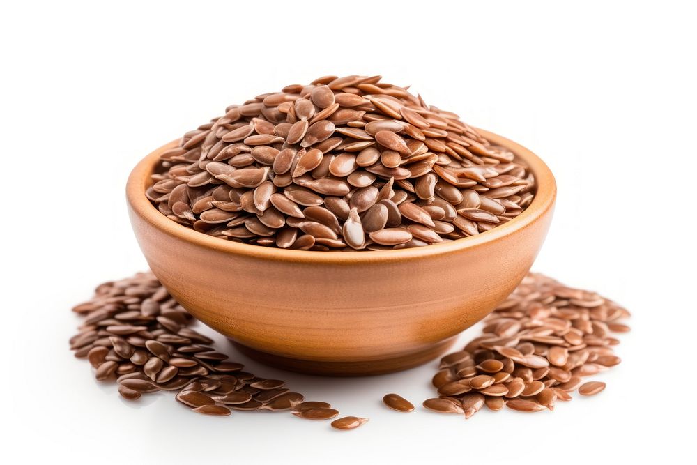 Flax seed food bowl white background. AI generated Image by rawpixel.