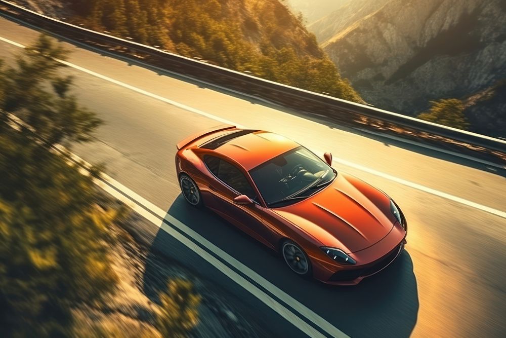 Sport car vehicle travel road. AI generated Image by rawpixel.