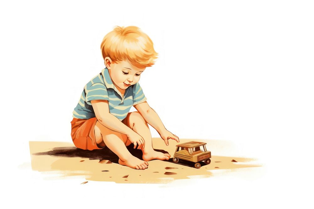Kid playing toy portrait drawing cartoon. AI generated Image by rawpixel.
