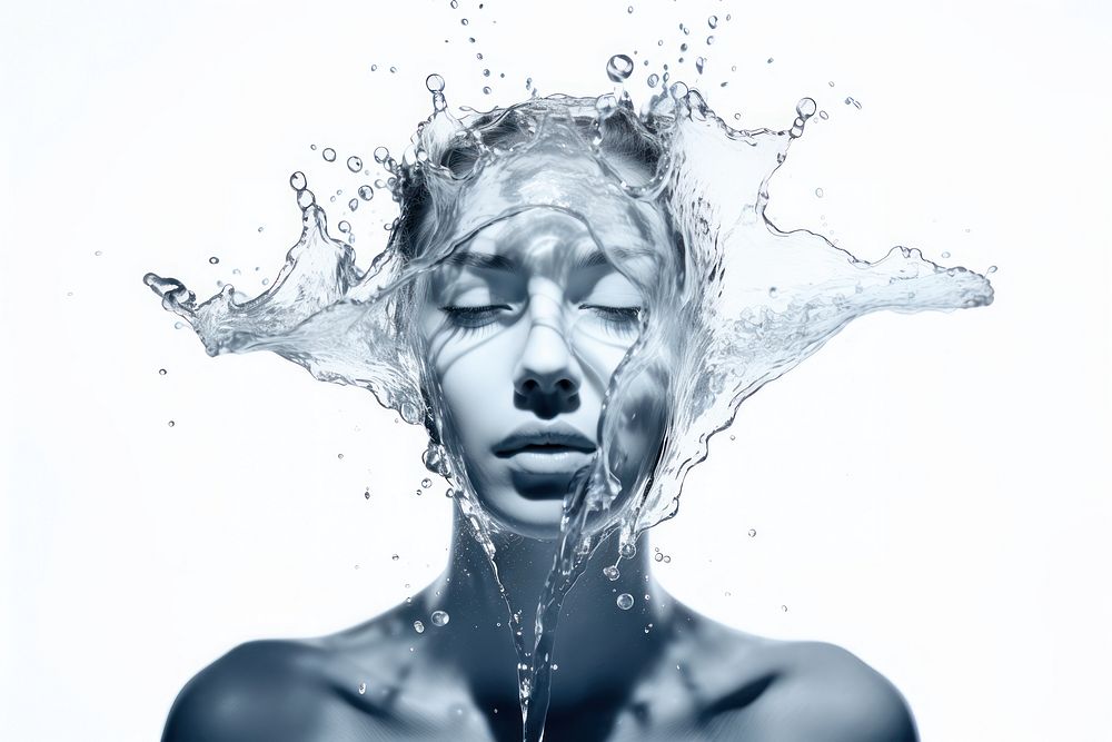 Water splash portrait face photography. AI generated Image by rawpixel.