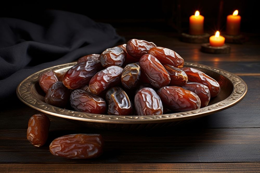 Yummy date fruits plate food freshness. 