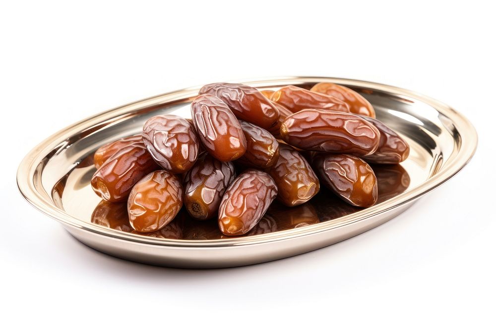 Yummy date fruits plate white background freshness. AI generated Image by rawpixel.