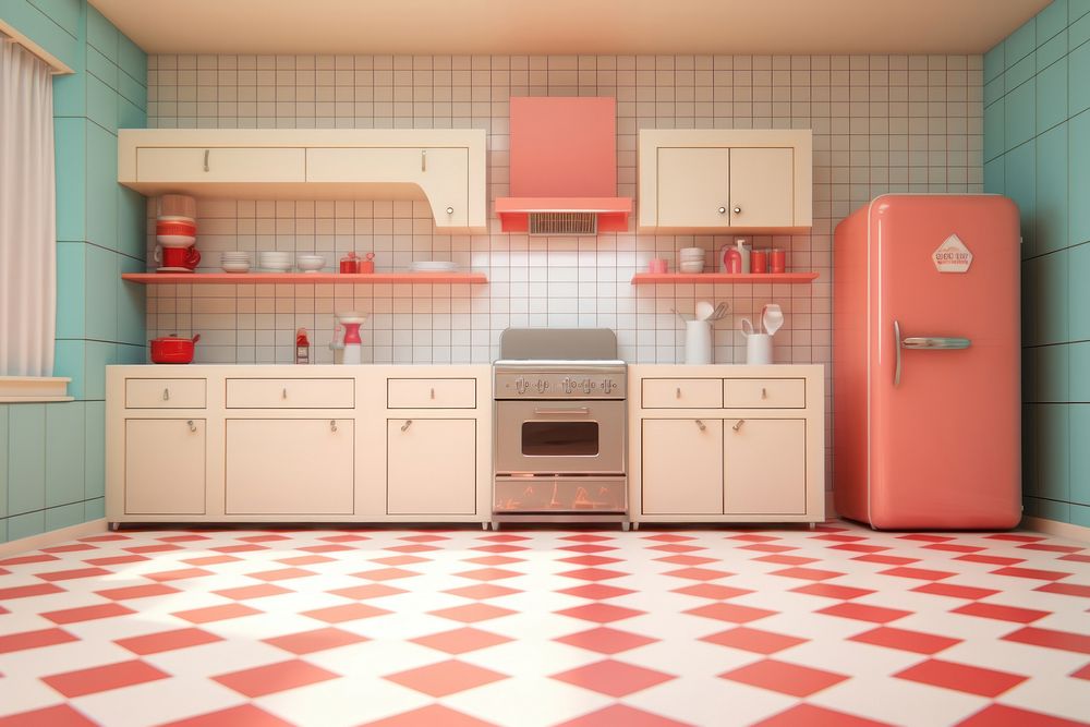 Kitchen floor refrigerator appliance. AI generated Image by rawpixel.