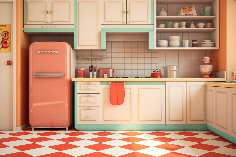 Kitchen floor refrigerator appliance. AI generated Image by rawpixel.