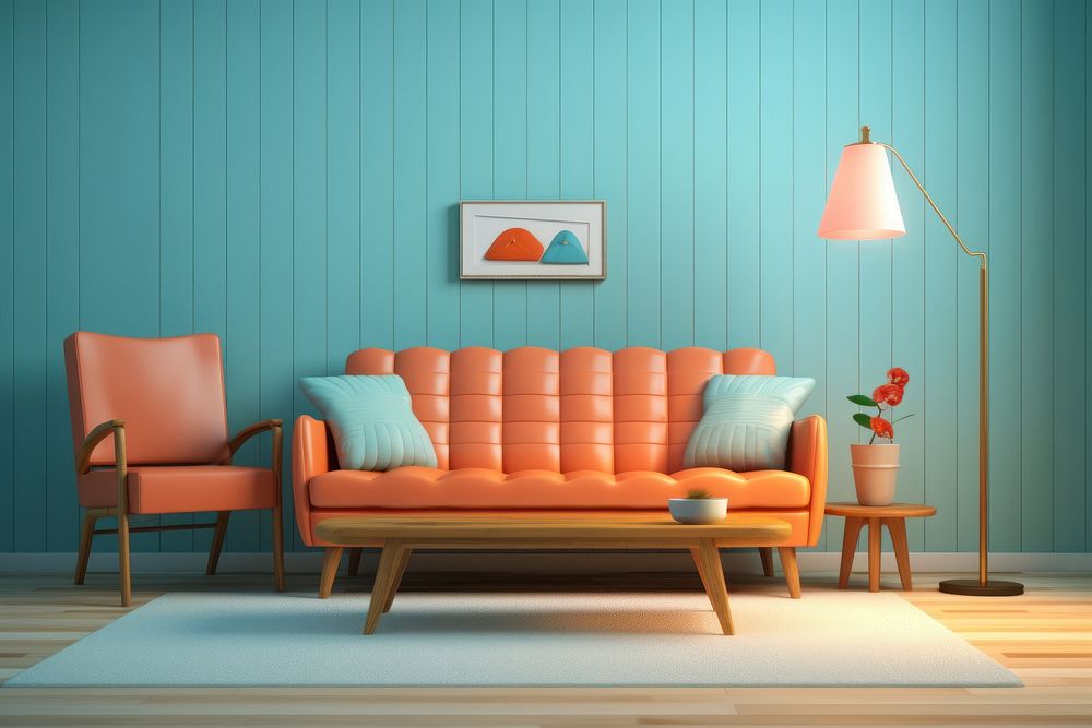 A retro living room architecture furniture chair. AI generated Image by rawpixel.