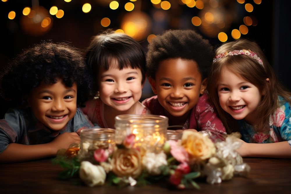 Child togetherness illuminated celebration. AI generated Image by rawpixel.