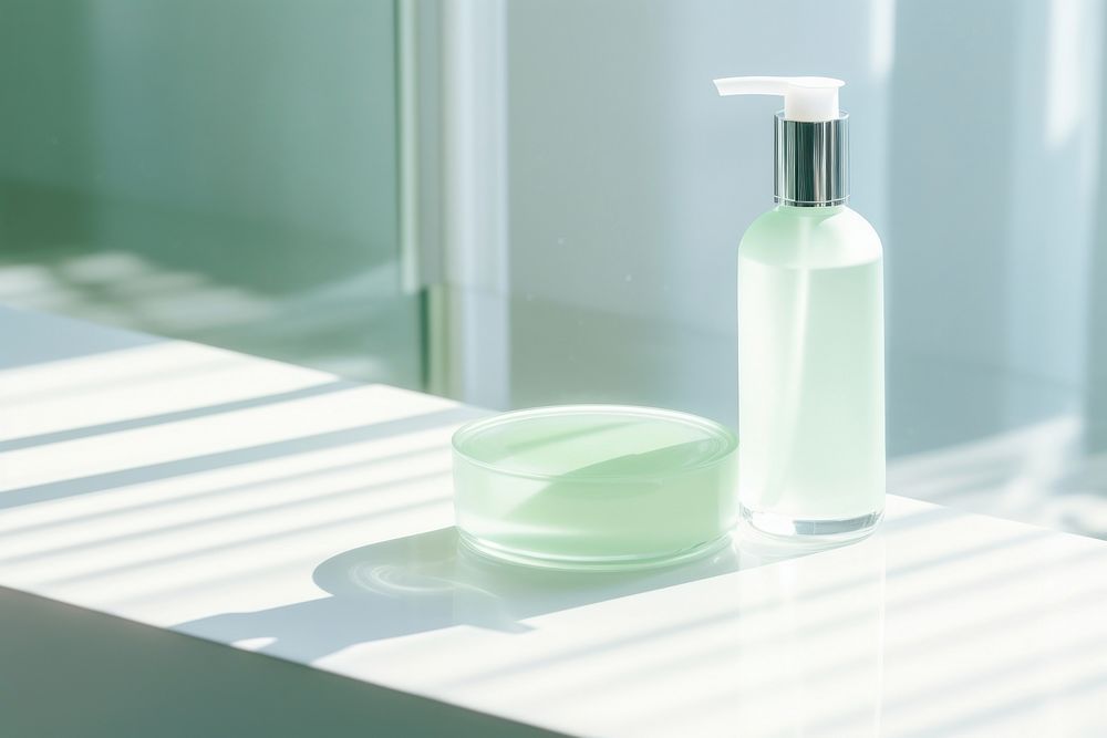 Bathroom bottle green container. AI generated Image by rawpixel.