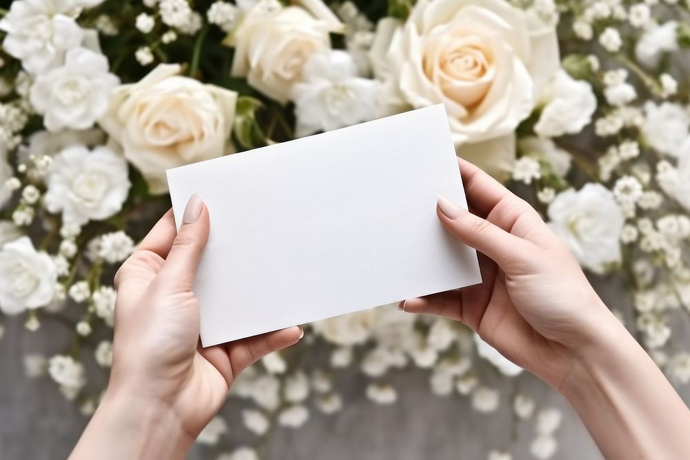 Invitation card wedding flower paper. AI generated Image by rawpixel.