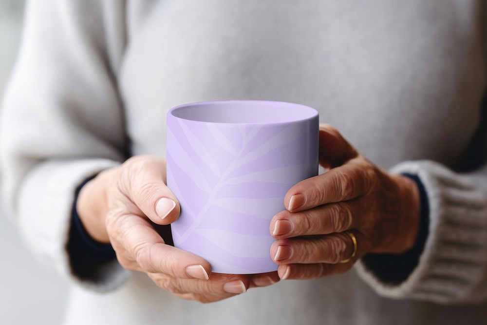 Purple cozy mug, food container