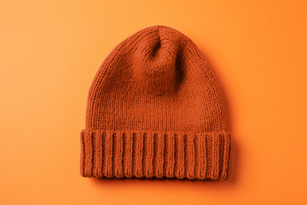Orange knitted beanie, winter fashion