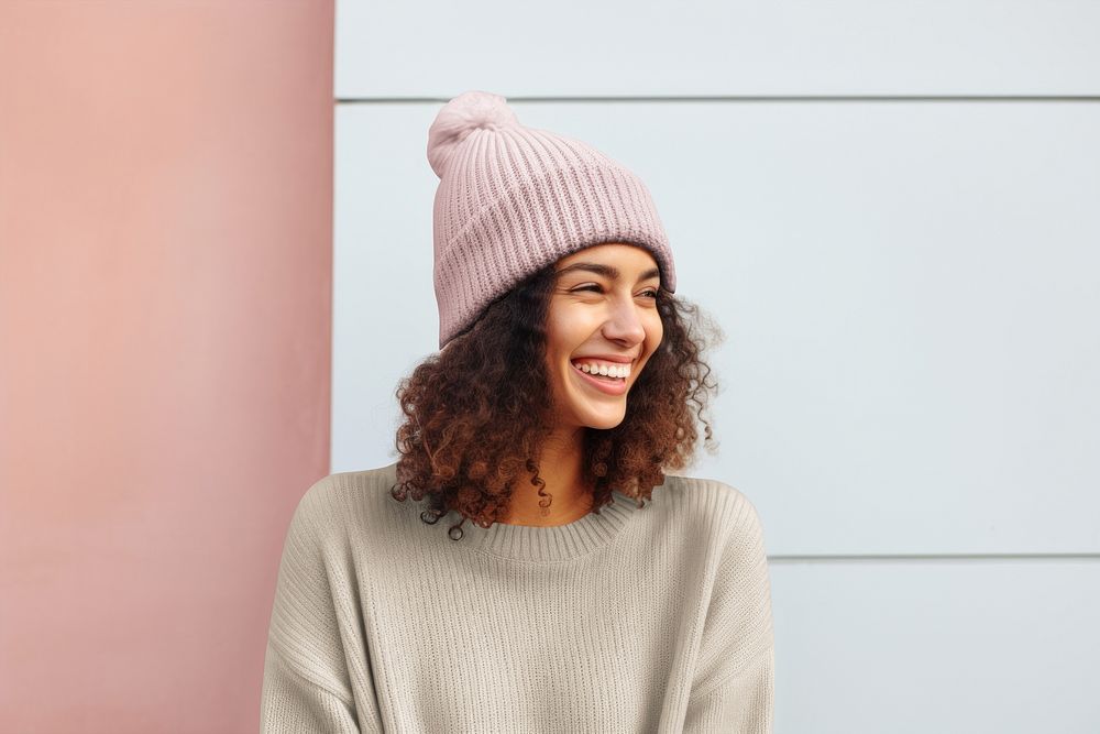 Women's winter pink knitted beanie