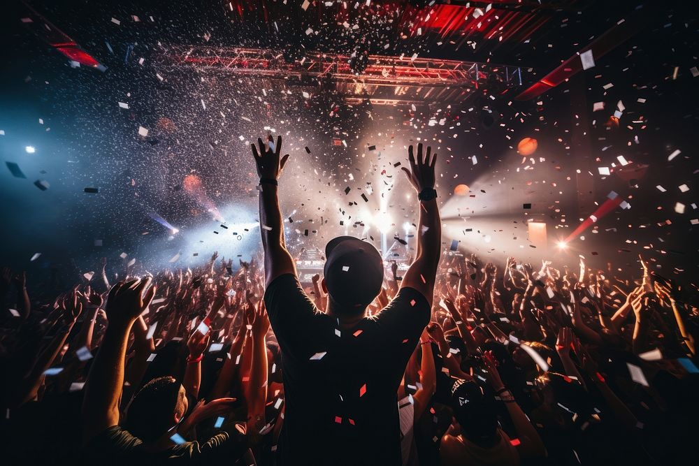 Nightlife confetti concert party. AI generated Image by rawpixel.