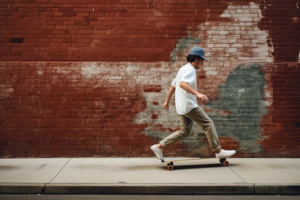 Skateboard brick footwear pants. AI generated Image by rawpixel.