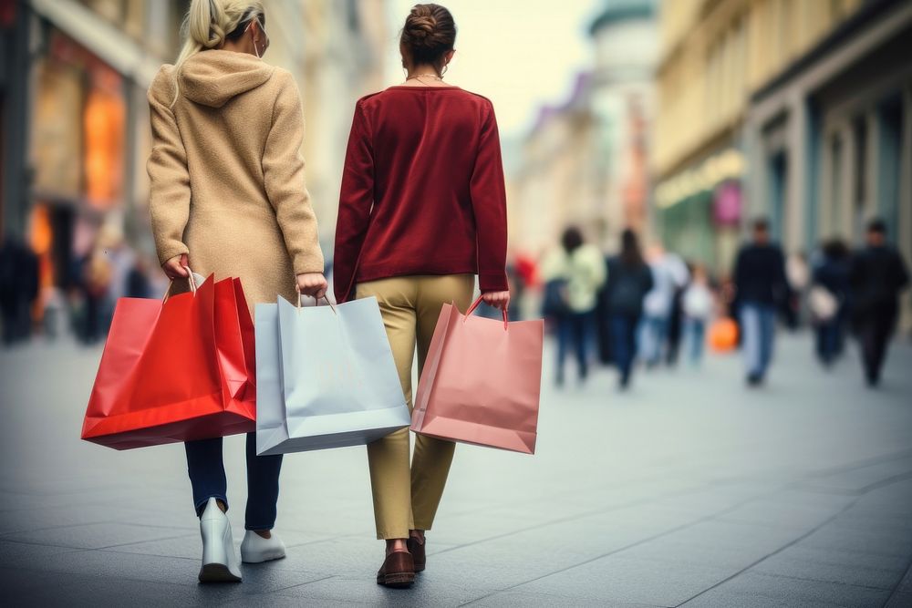 Shopping bag overcoat handbag walking. 