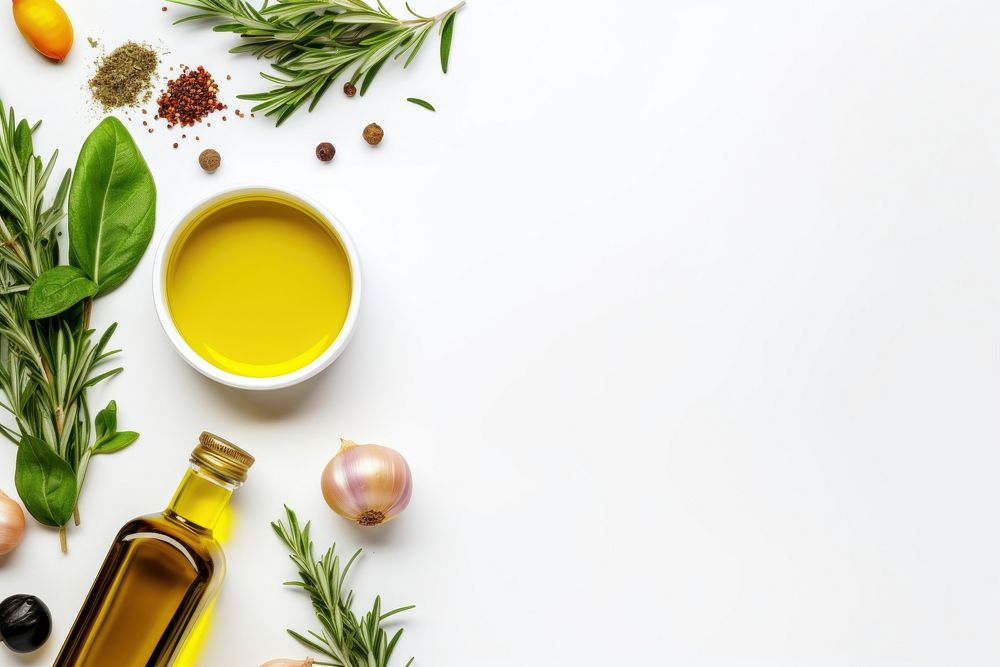 Ingredient bottle food white background. 