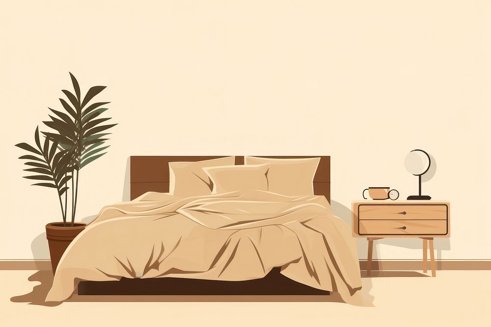 Bed room furniture cushion bedroom. AI generated Image by rawpixel.