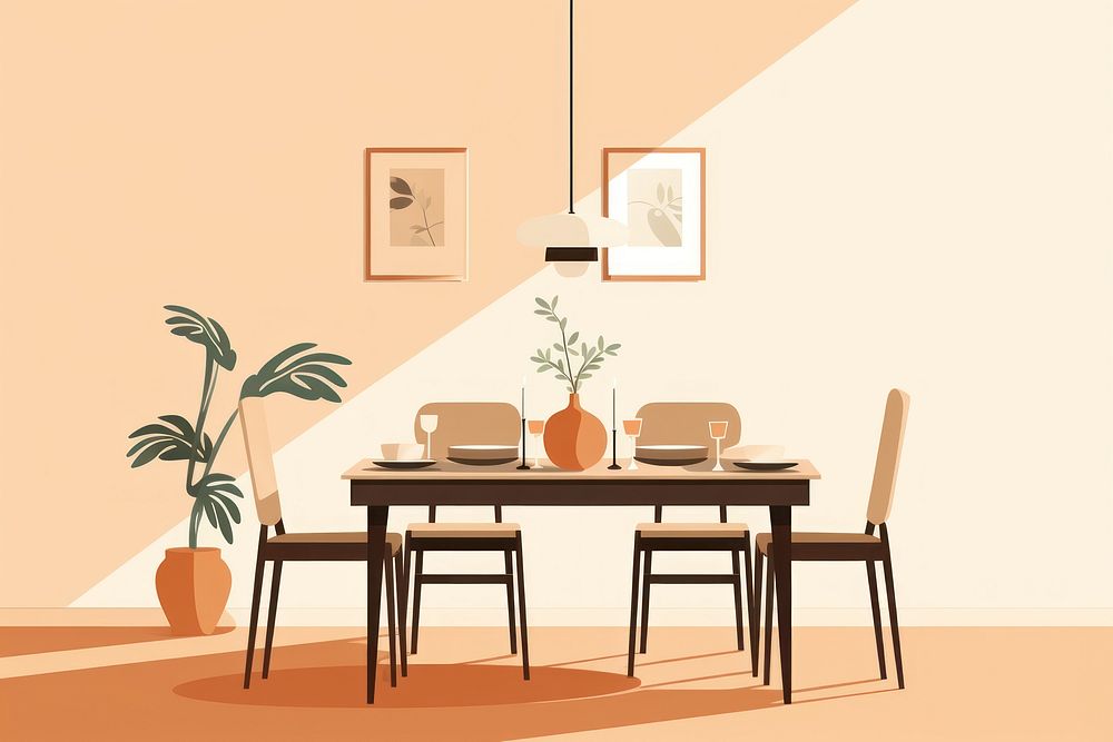 Dining room architecture furniture chair. AI generated Image by rawpixel.