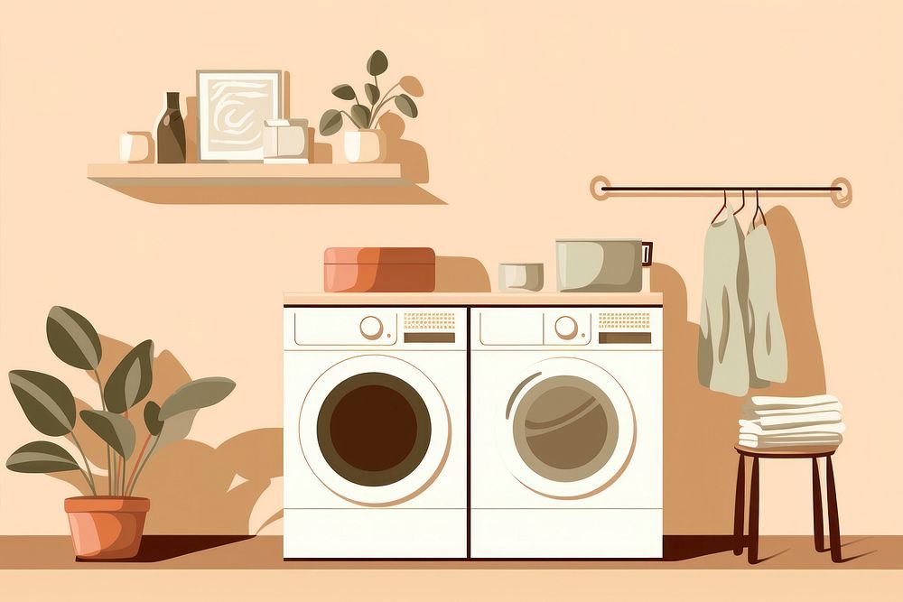 Laundry room appliance dryer plant. AI generated Image by rawpixel.