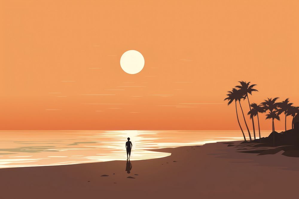 Beach landscape outdoors sunset. AI generated Image by rawpixel.