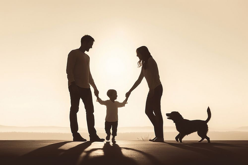 Child dog outdoors family. 