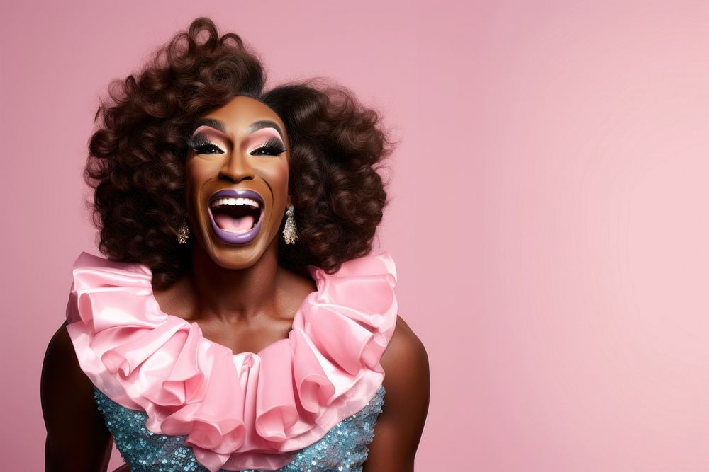 Black drag queen shouting laughing adult. AI generated Image by rawpixel.