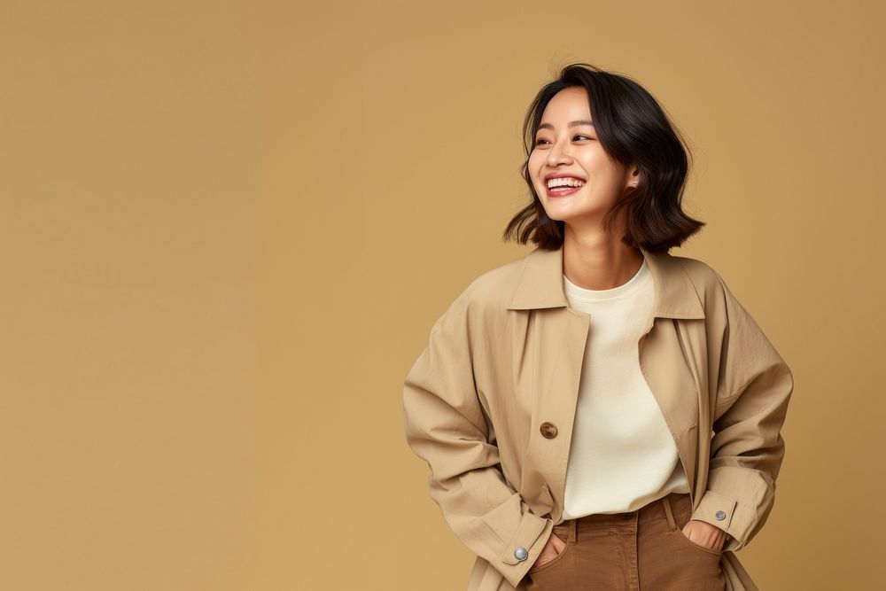 Autumn clothing laughing adult smile. AI generated Image by rawpixel.