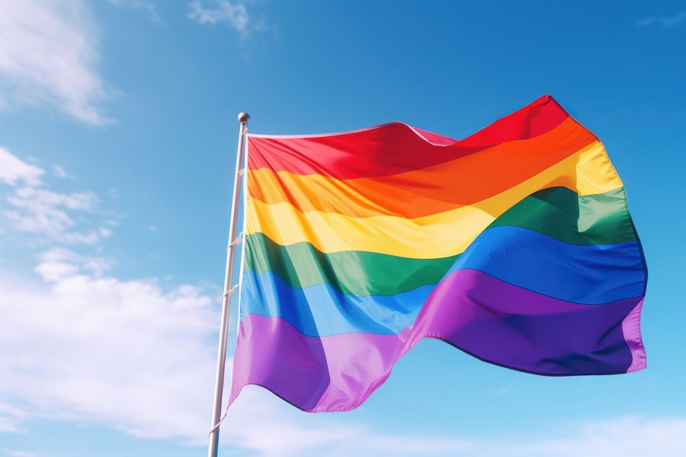 Pride flag wind patriotism outdoors. AI generated Image by rawpixel.