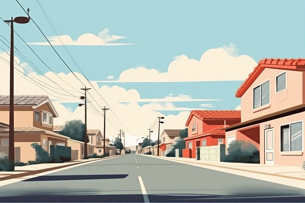Japan suburban street road city. AI generated Image by rawpixel.