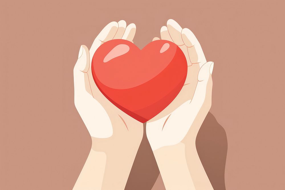 Hand holding a heart romance cartoon finger. 