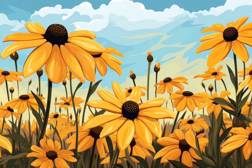 Black Eyed Susan flowers backgrounds sunflower outdoors. 