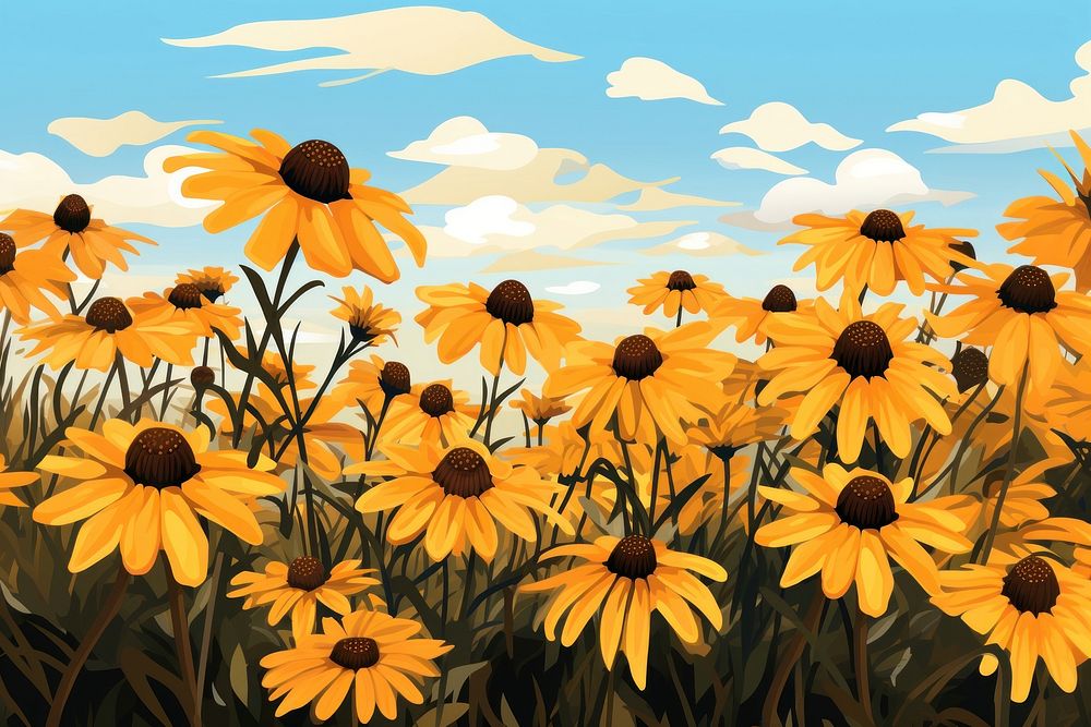 Black Eyed Susan flowers backgrounds sunflower outdoors. 