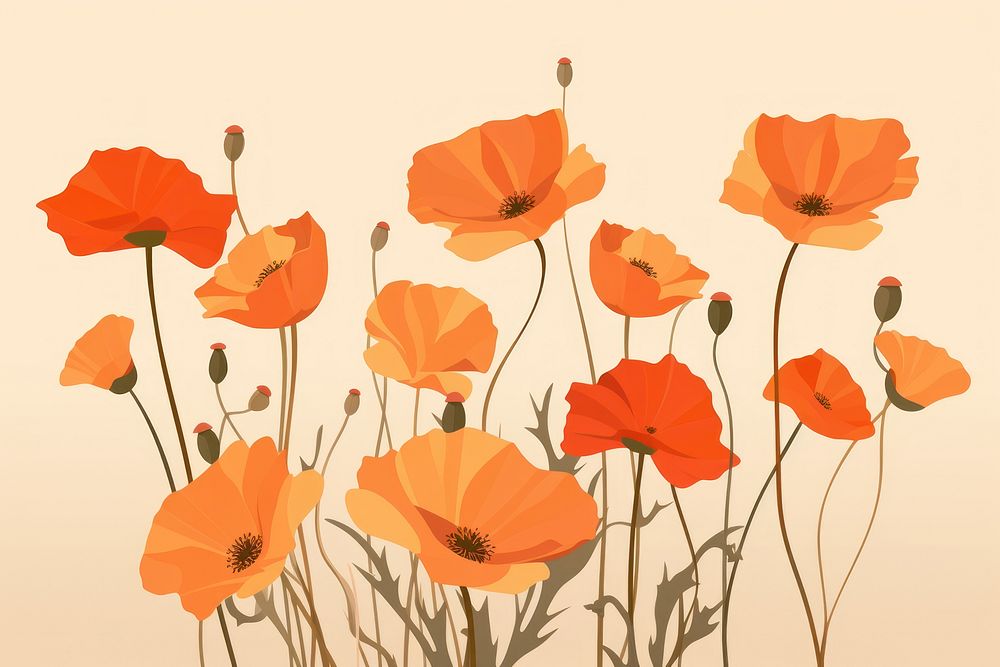 California Poppies flower poppy plant. AI generated Image by rawpixel.