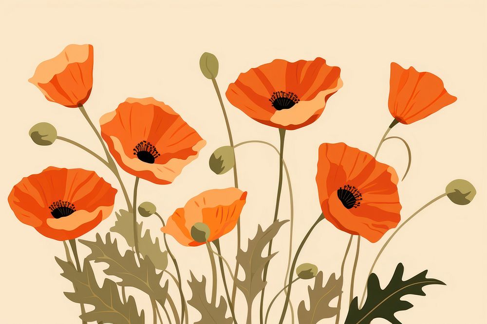 California Poppies flower poppy plant. AI generated Image by rawpixel.