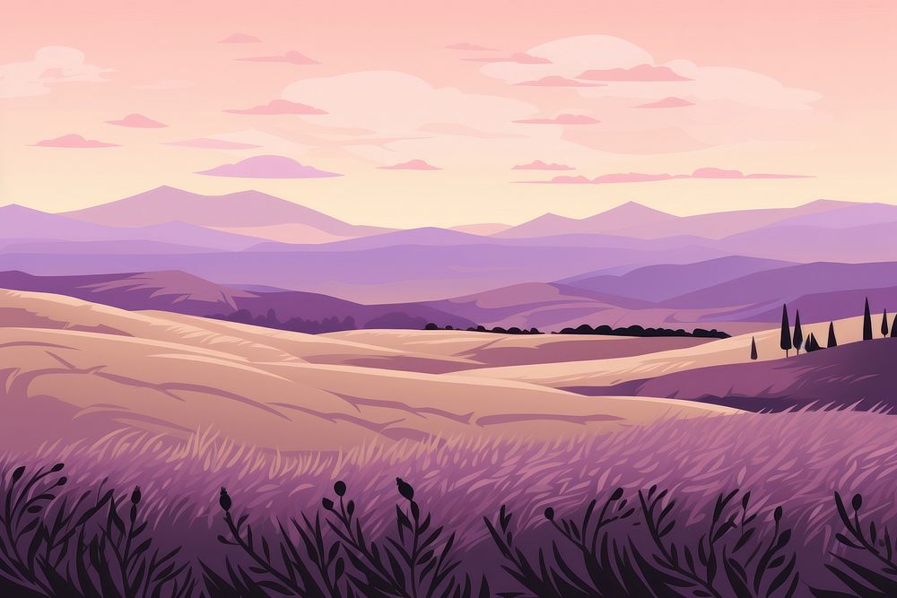 Lavender landscape lavender outdoors. AI generated Image by rawpixel.