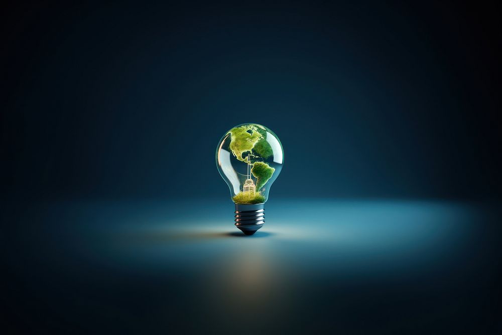 Light lightbulb green night. AI generated Image by rawpixel.