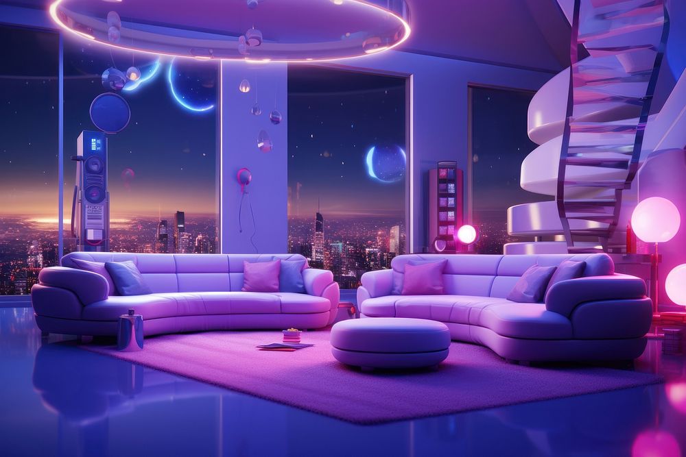 Night party room architecture furniture building. AI generated Image by rawpixel.