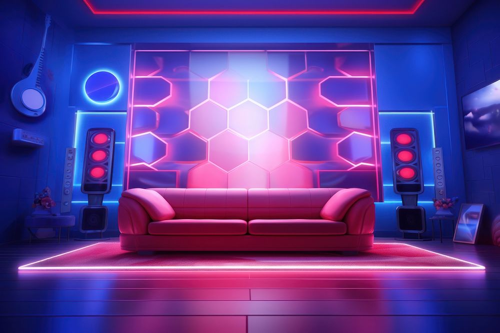 Party furniture lighting purple. AI generated Image by rawpixel.