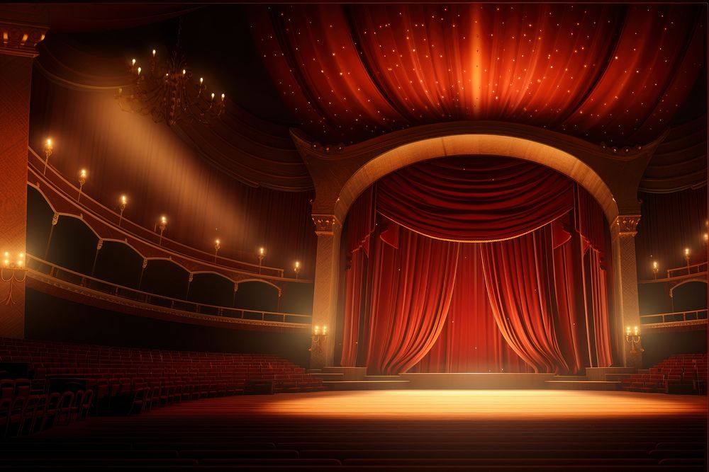 3d illustration of a theater stage in style of rendering. AI generated Image by rawpixel. 