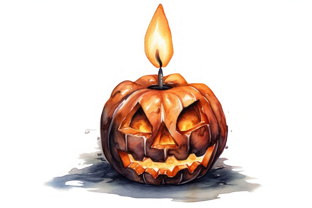Halloween horror candle anthropomorphic jack-o'-lantern jack-o-lantern. AI generated Image by rawpixel.