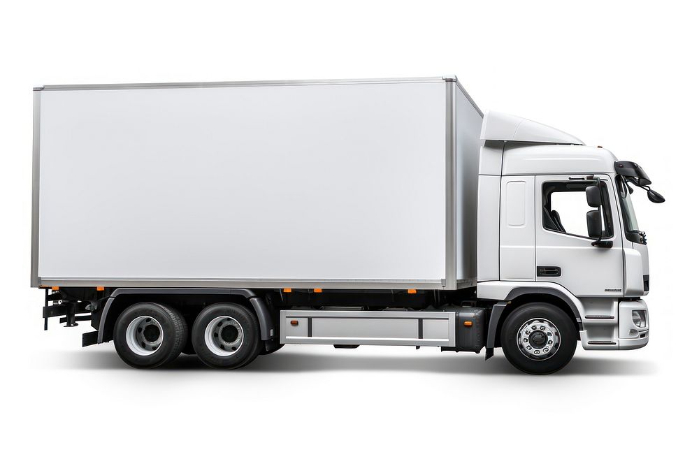 White lorry vehicle truck white background. AI generated Image by rawpixel.