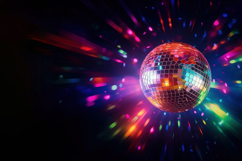 Colorful disco mirror ball nightclub sphere light. AI generated Image by rawpixel.