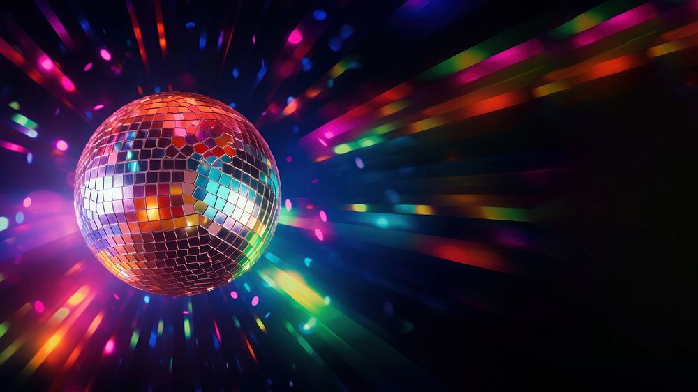 Colorful disco mirror ball nightclub sphere light. AI generated Image by rawpixel.