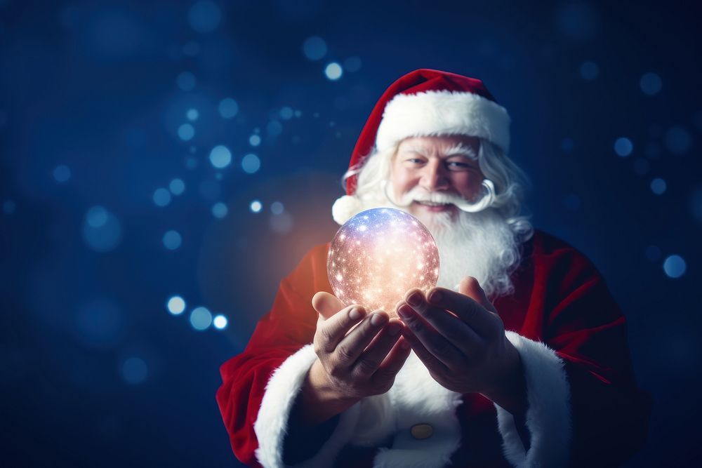 Happy Santa Claus christmas glowing holding. AI generated Image by rawpixel.