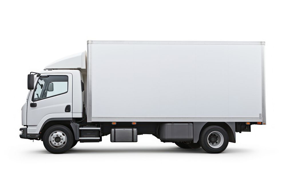 White shipping truck vehicle van white background. AI generated Image by rawpixel.