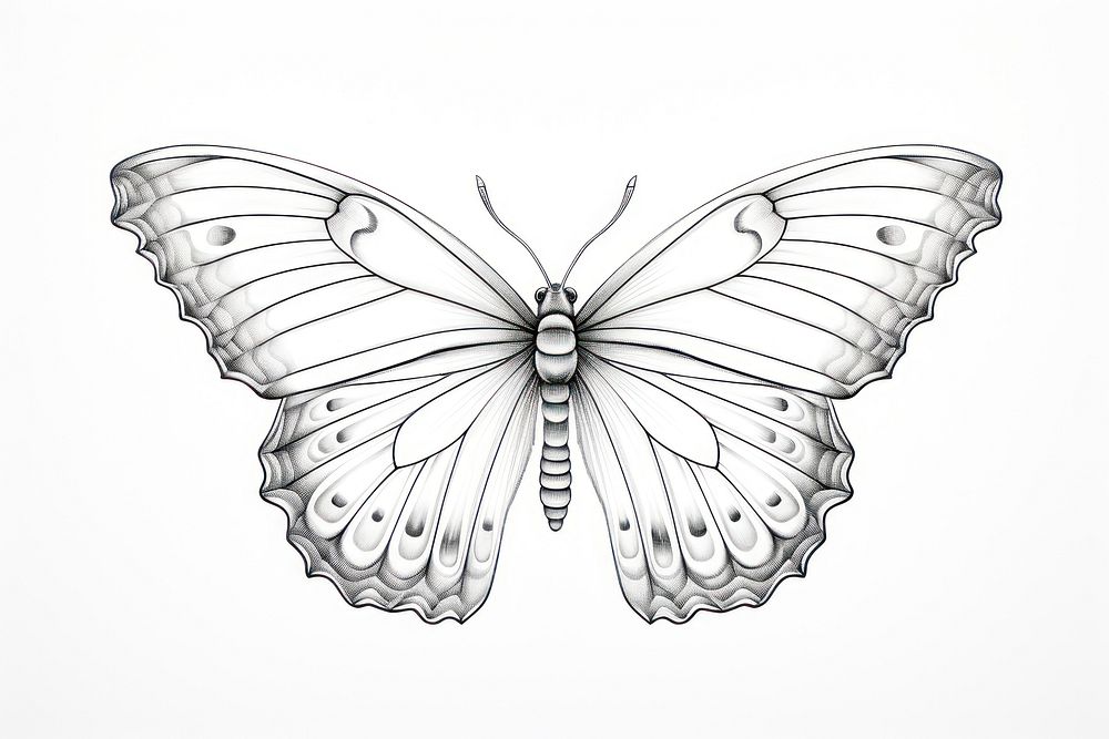 Butterfly butterfly drawing sketch. AI generated Image by rawpixel.
